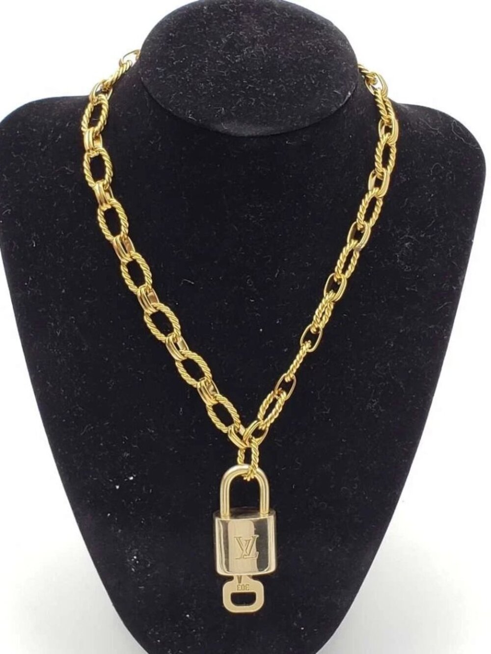 Gold-Plated Necklace with Authentic Louis Vuitton Padlock